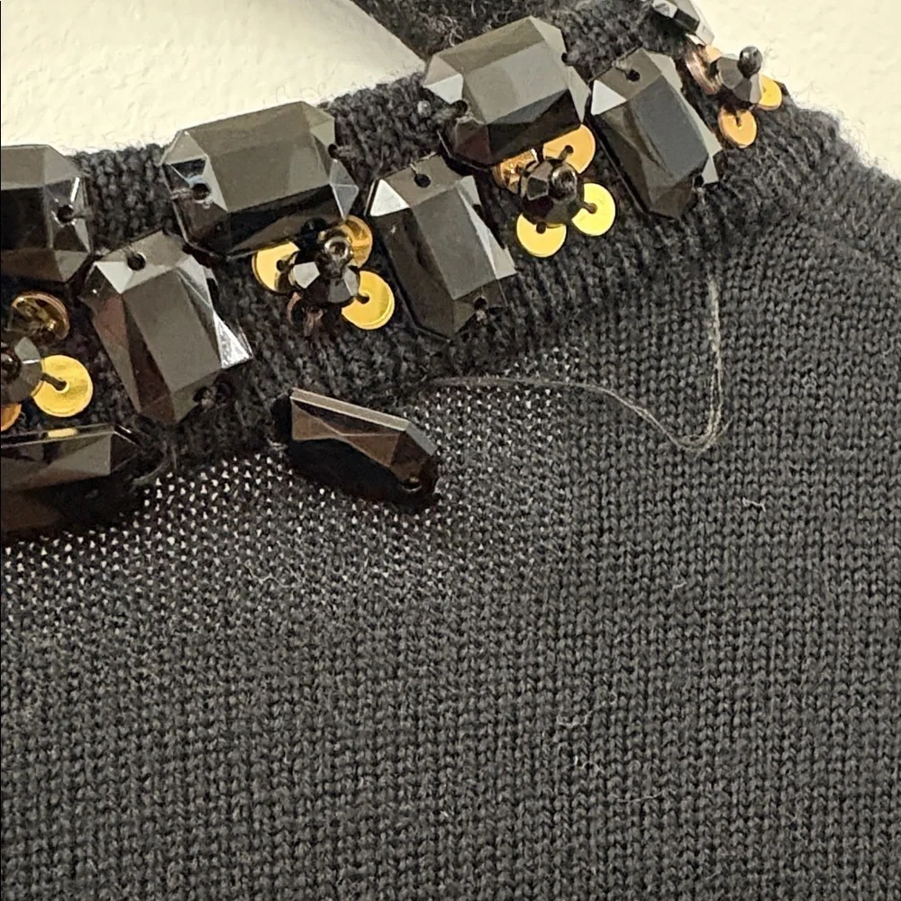 Kate Spade Black Cardigan with Beaded Trim - 100% wool - women’s small
